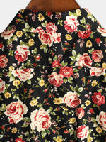 Chemise à manches courtes en coton à imprimé rose pour homme