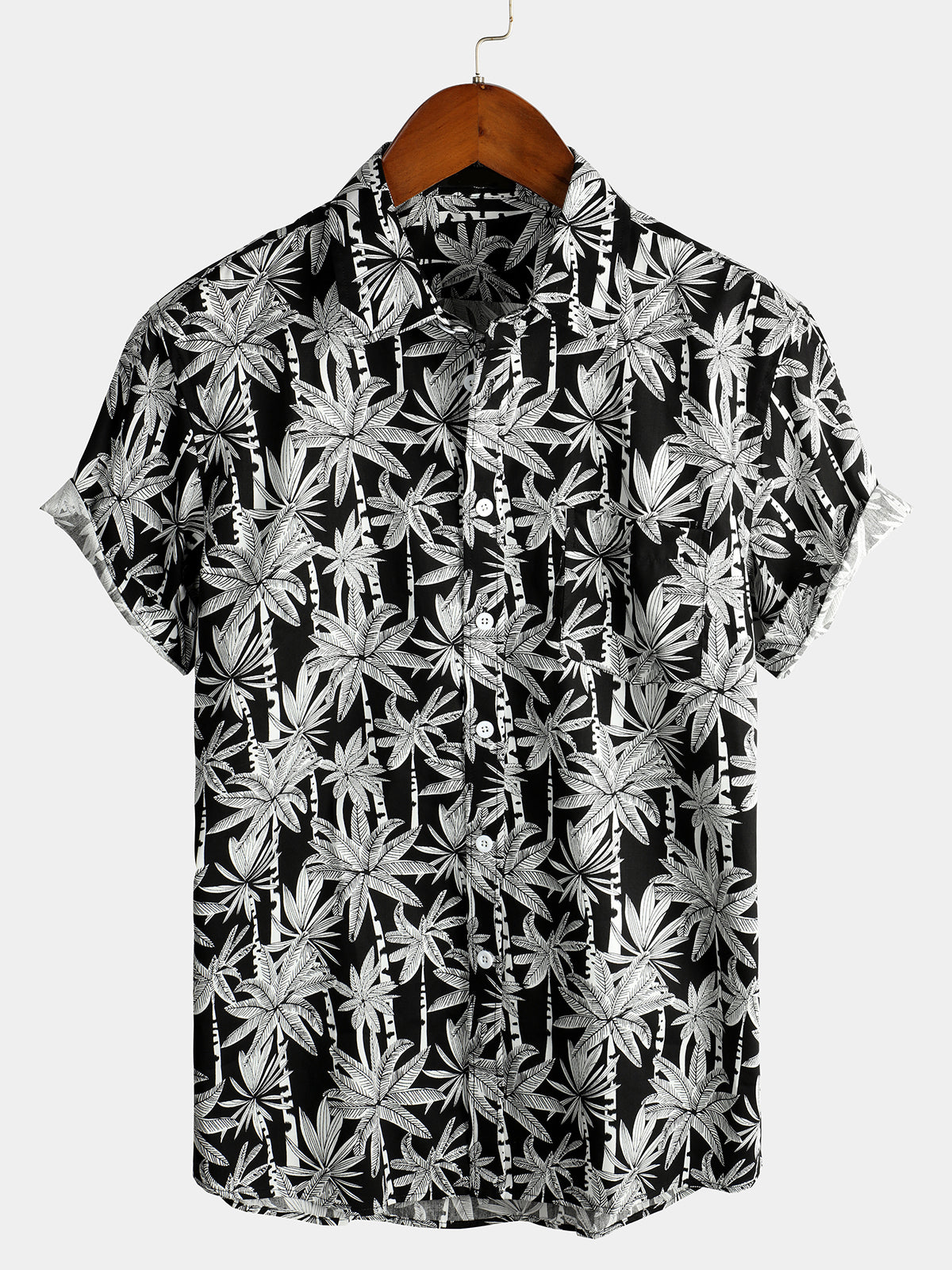 chemise d'homme en pur coton à imprimé style de vacances hawaïennes