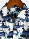 chemise d'homme en pur coton à imprimé style de vacances hawaïennes