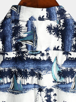 chemise d'homme en pur coton à imprimé style de vacances hawaïennes