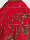 Chemise à manches courtes bouton rouge avec poche tribale en coton imprimé rétro vintage pour hommes