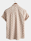 Chemise à manches courtes vintage rayée marron années 70 en coton rétro pour homme