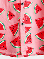 Chemise d'été hawaïenne Pastèque à manches courtes en coton à manches courtes pour hommes