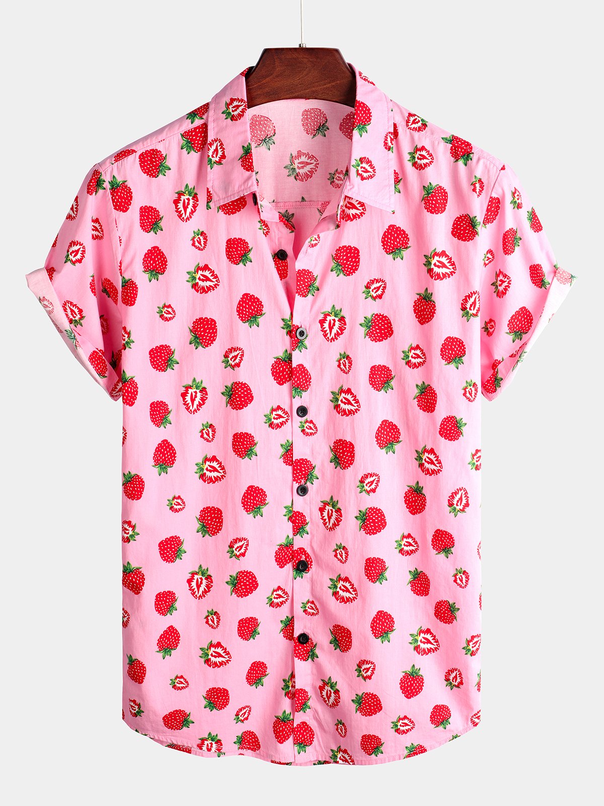 Chemise en coton à manches courtes à fleurs pour hommes