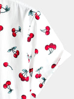 Chemise de plage hawaïenne tropicale en coton à imprimé floral cerise pour hommes