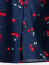 Chemise de plage hawaïenne tropicale en coton à imprimé floral cerise pour hommes