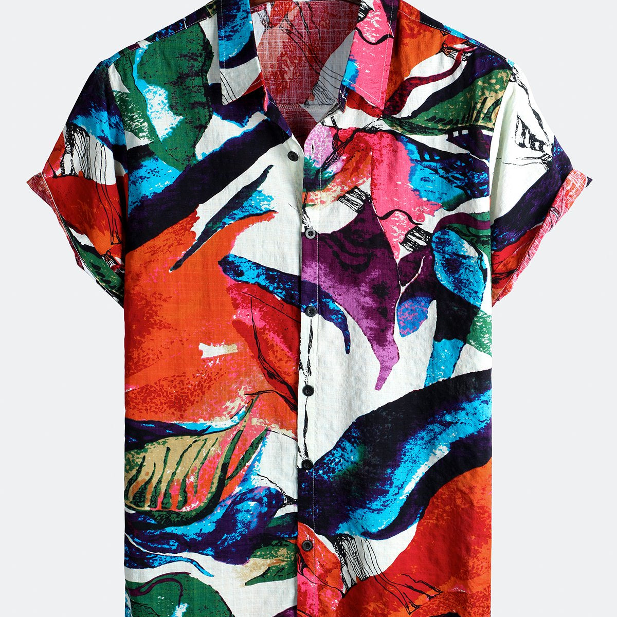 Chemise hawaïenne tropicale en coton à fleurs pour homme