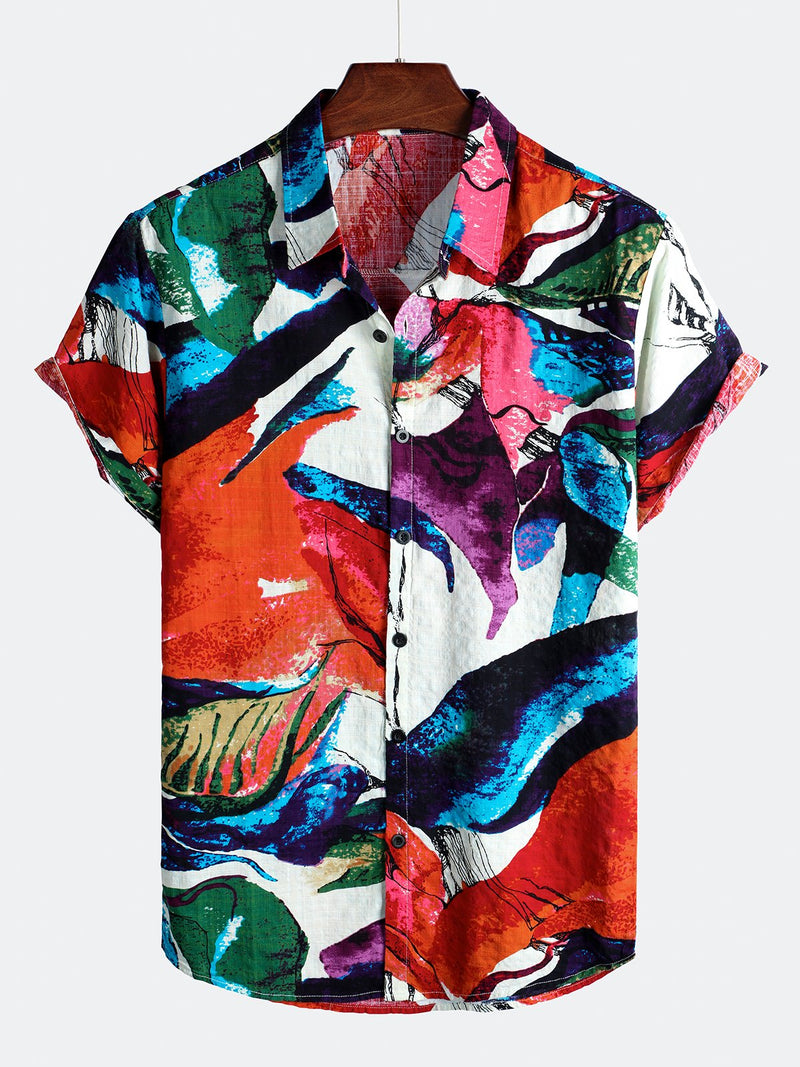 Chemise hawaïenne tropicale en coton à fleurs pour homme