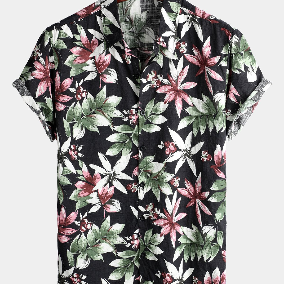 Chemise hawaïenne tropicale en coton à fleurs pour homme