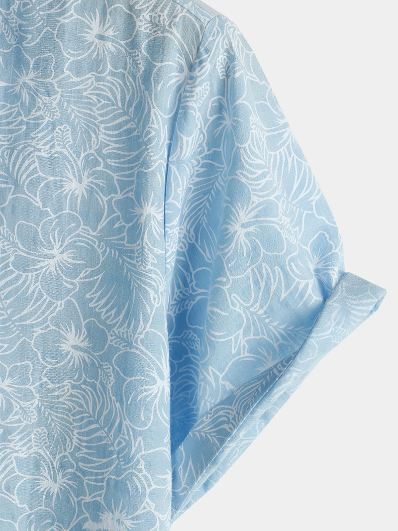 Chemise hawaïenne à manches courtes en coton à fleurs pour hommes