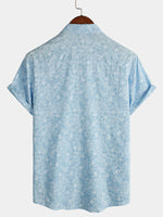 Chemise hawaïenne à manches courtes en coton à fleurs pour hommes
