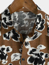 Chemise à manches courtes vintage en coton respirant à fleurs pour homme marron des années 70