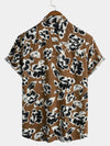 Chemise à manches courtes vintage en coton respirant à fleurs pour homme marron des années 70