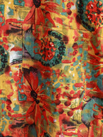 Chemise à manches courtes bohème à manches courtes en coton respirant pour homme avec imprimé floral vintage jaune orange