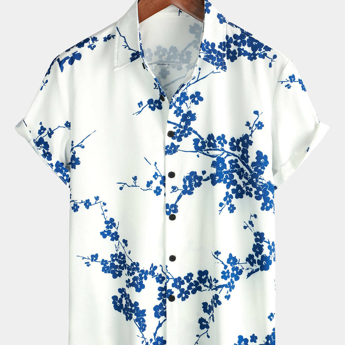 Chemise à revers à manches courtes pour hommes à imprimé floral Vintage Beach Casual Resort Holiday