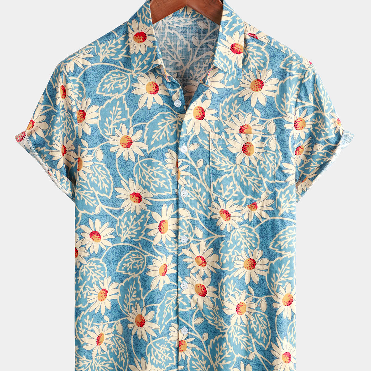 Chemise à fleurs hawaïenne en coton rétro pour homme