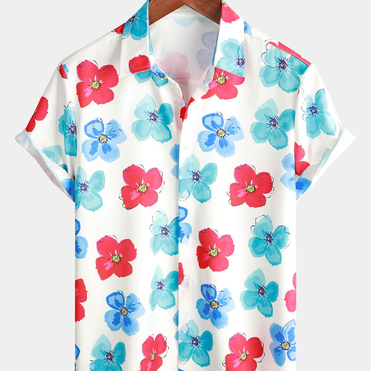 Chemise à manches courtes de plage hawaïenne à imprimé floral pour hommes