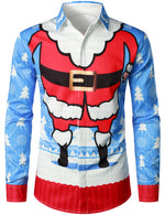 Chemise à manches longues fantaisie à imprimé drôle de père Noël pour homme