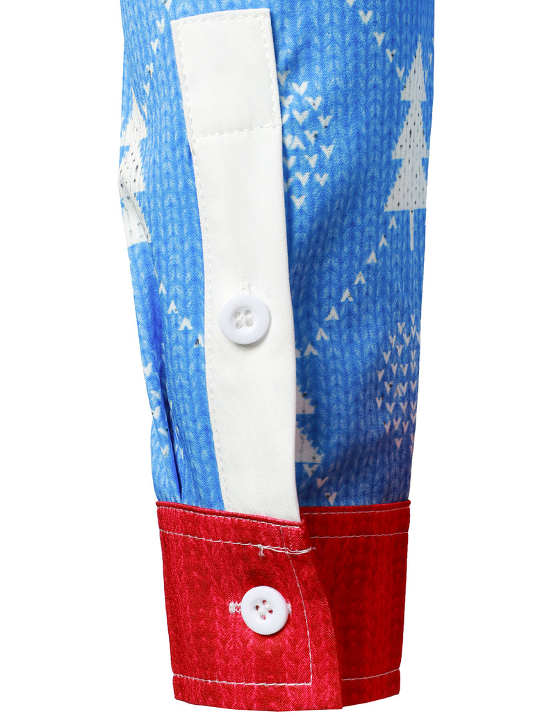 Chemise à manches longues fantaisie à imprimé drôle de père Noël pour homme