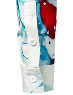 Chemise à manches longues coupe régulière bleue à imprimé de Noël pour hommes