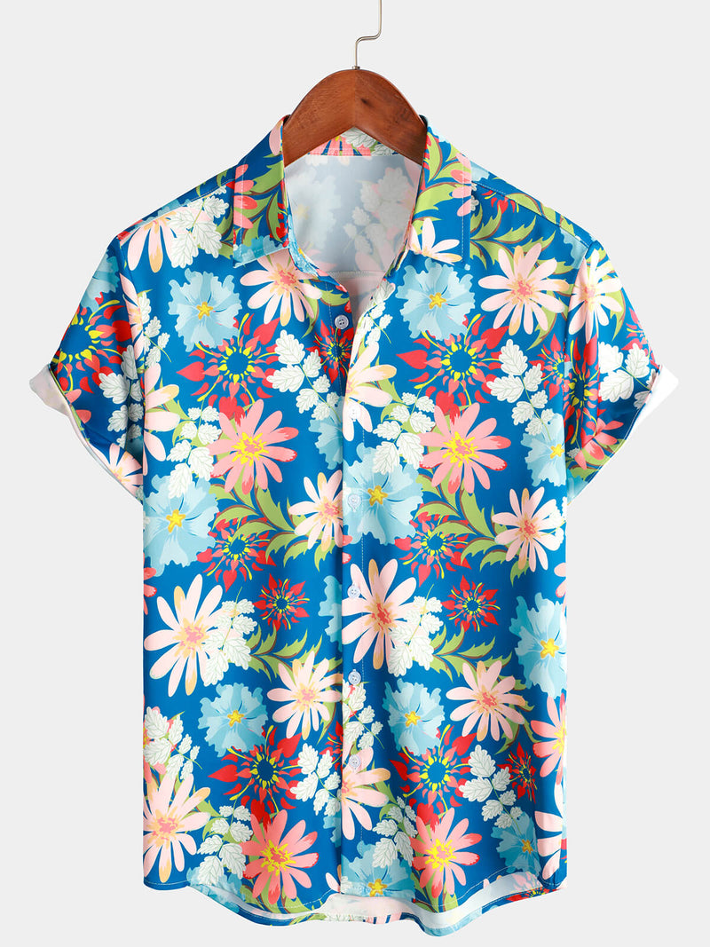 Chemise hawaïenne d'été à manches courtes pour homme