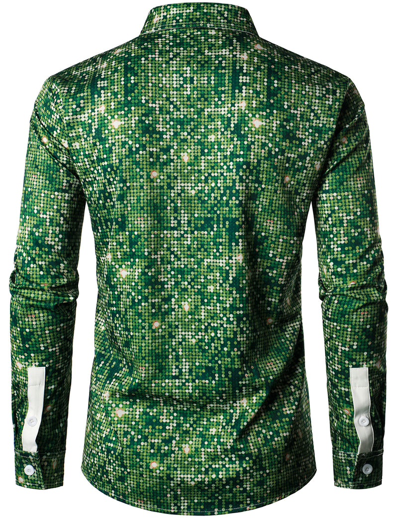 Chemise à manches longues à boutons verts pour homme avec sapin de Noël et thème de Noël