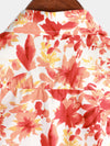 Chemise à manches courtes d'été décontractée à imprimé floral orange pour hommes