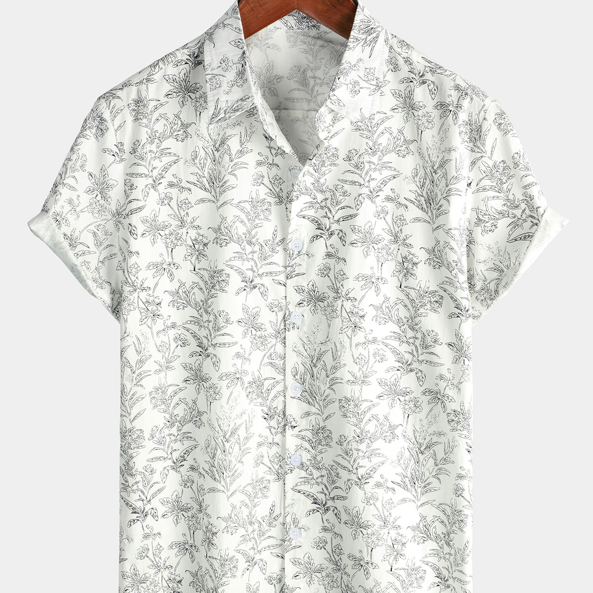 Chemise hawaïenne d'été boutonnée à imprimé floral pour hommes
