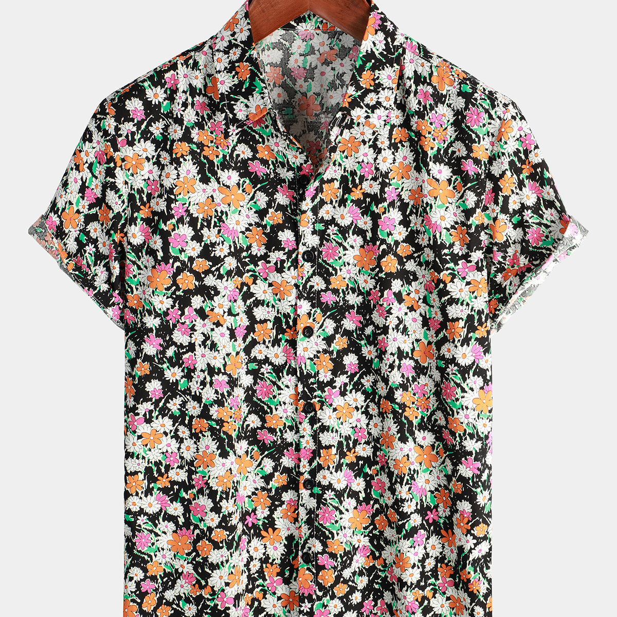 Chemise d'été à manches courtes à imprimé marguerites pour hommes