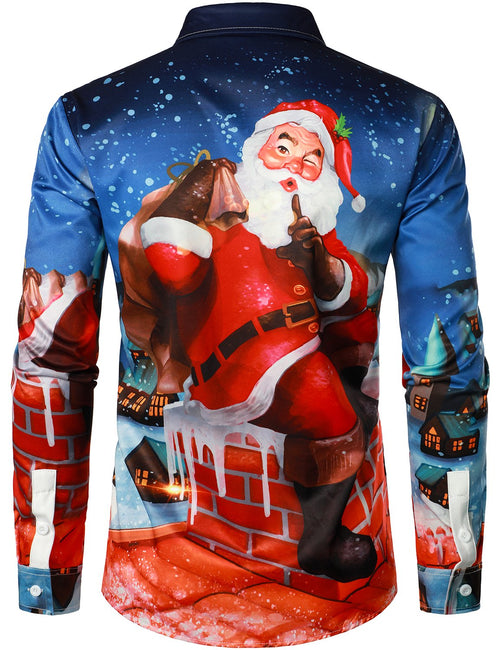 Chemise à manches longues coupe classique impression Noël