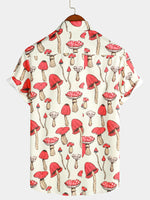 Chemise à manches courtes de vacances à imprimé champignon pour hommes
