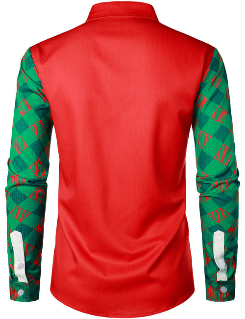 Chemise à manches longues boutonnée pour homme avec imprimé de Noël