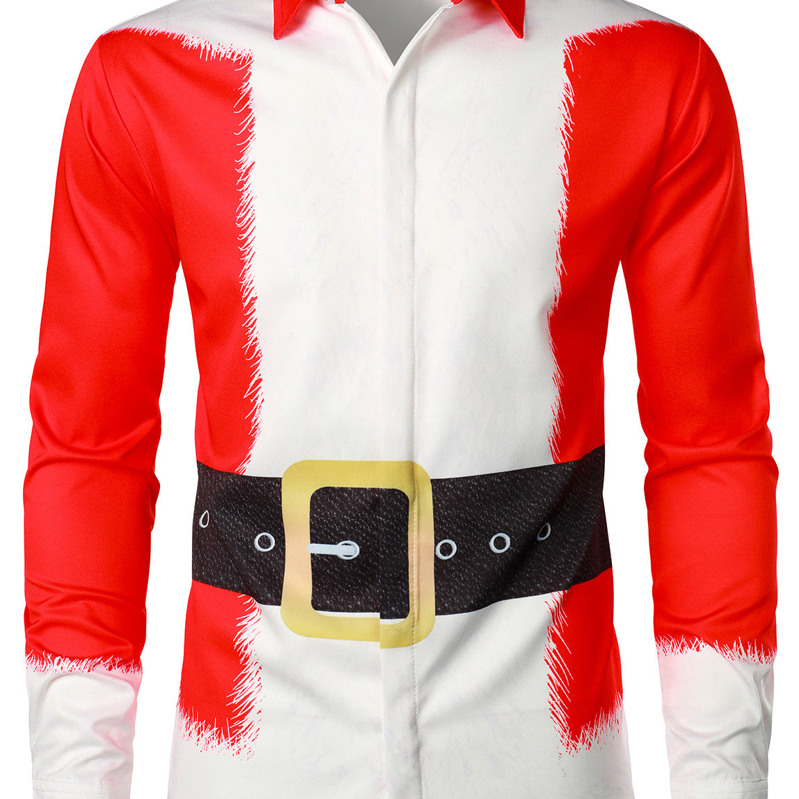 Costume de Noël du Père Noël pour Homme Chemise à Manches Longues Rouge Tenue Drôle