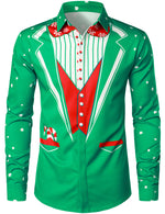 Chemise à manches longues décontractée à imprimé de Noël pour hommes