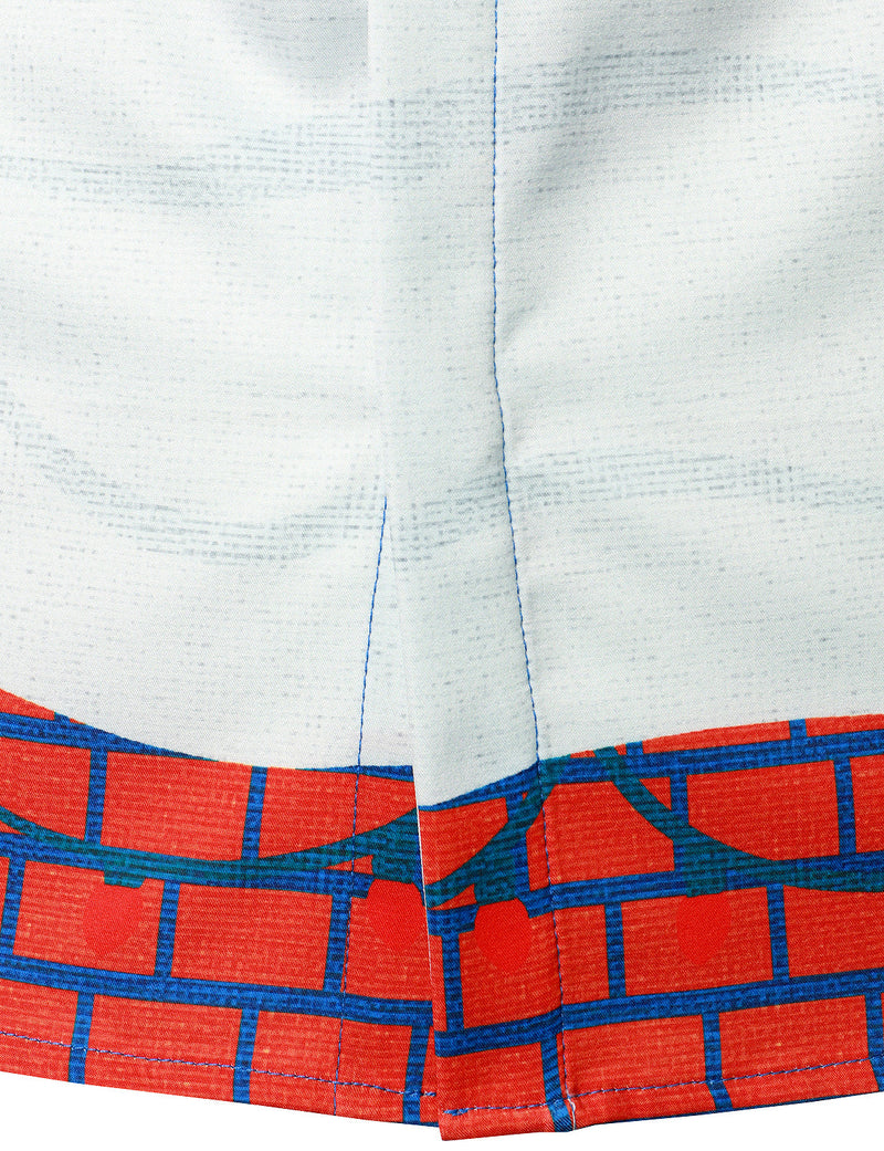 Chemise à manches longues bleu boutonnée du Père Noël pour homme
