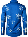 Chemise à manches longues bleu boutonnée du Père Noël pour homme