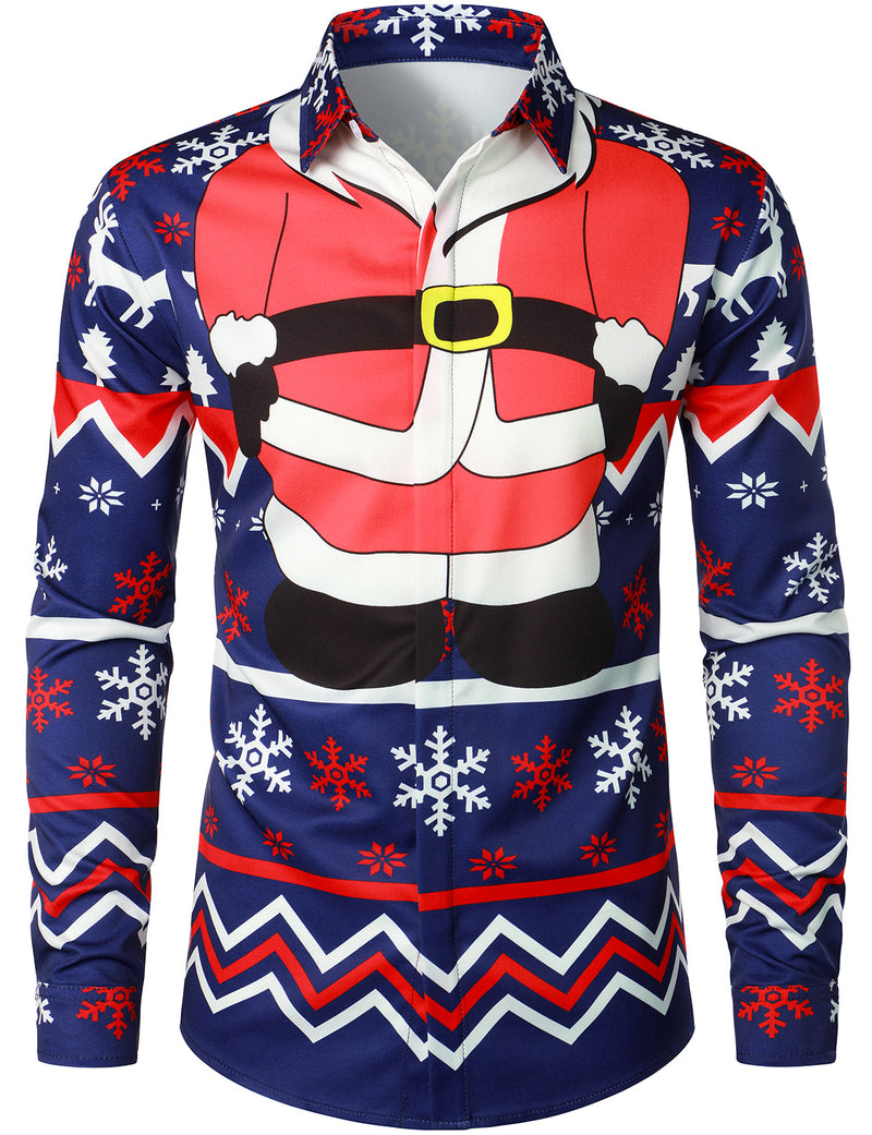 Hommes Noël drôle Père Noël Noël Costume Chemise à manches longues
