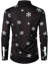 Chemise à manches longues fantaisie noire boutonnée du Père Noël pour homme