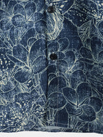 Chemise Bleu Marine À Manches Courtes De Vacances À Imprimé Floral Rétro Pour Hommes