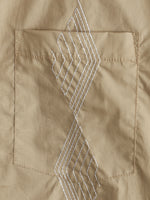 Chemise de plage noire à col cubain brodé en coton pour hommes Guayabera géométrique à manches courtes avec poche boutonnée