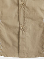 Chemise de plage noire à col cubain brodé en coton pour hommes Guayabera géométrique à manches courtes avec poche boutonnée