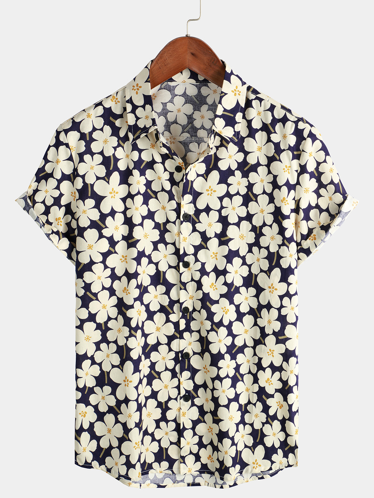 Chemise décontractée à manches courtes à imprimé floral pour hommes