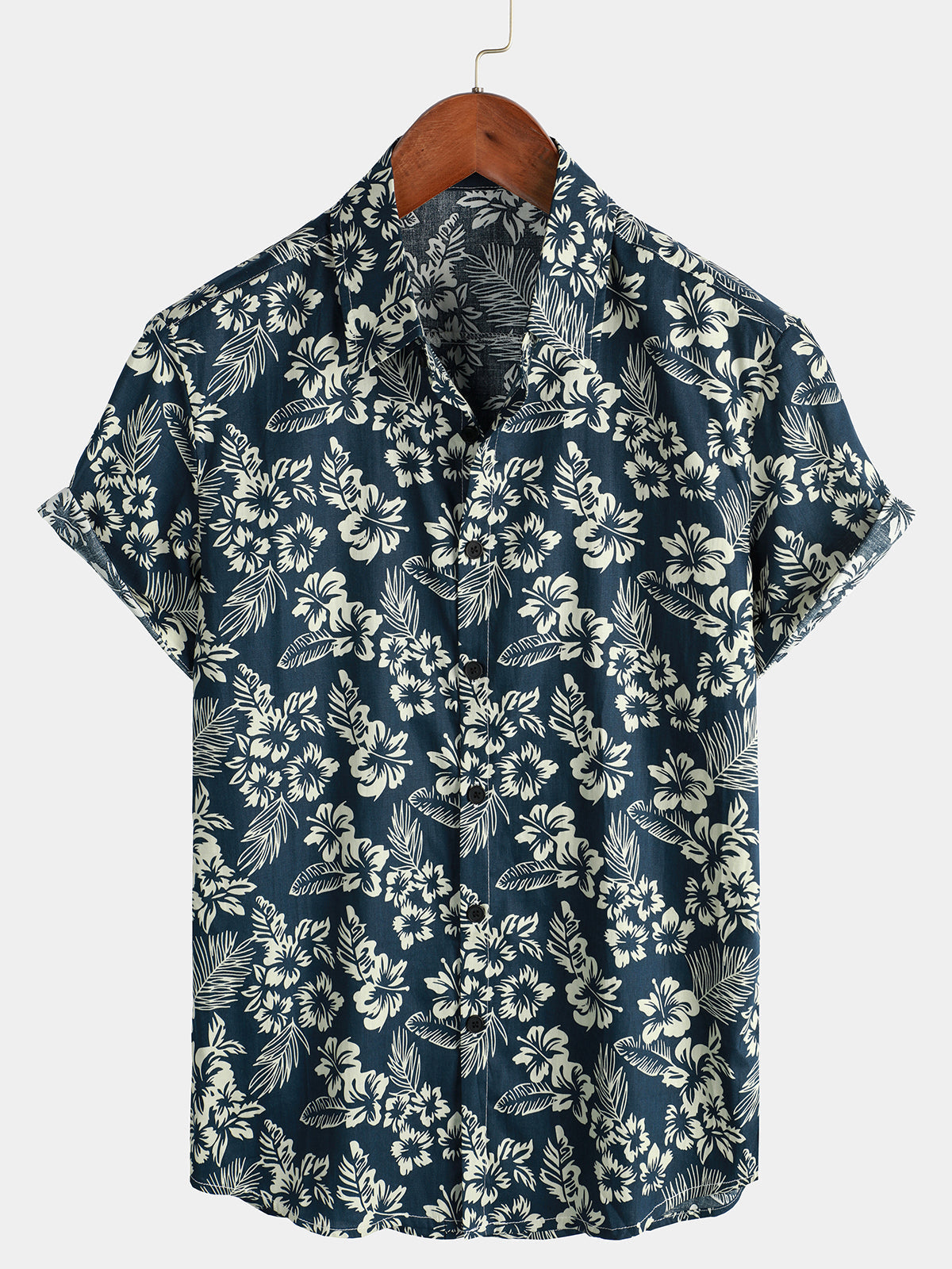 Chemise Aloha hawaïenne à manches courtes en coton respirant à imprimé floral pour hommes