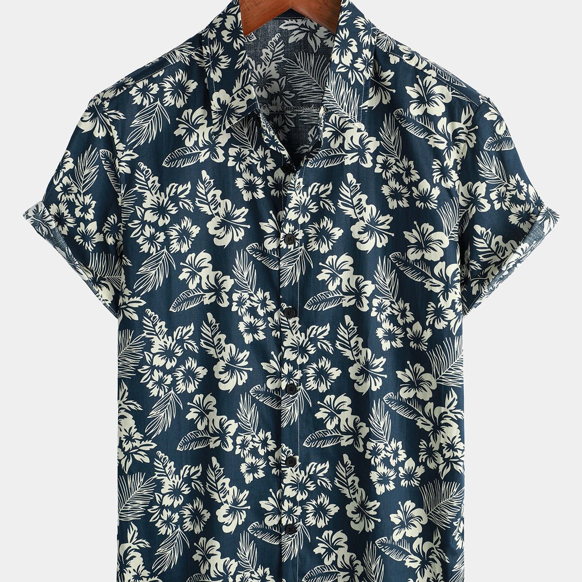 Chemise Aloha hawaïenne à manches courtes en coton respirant à imprimé floral pour hommes