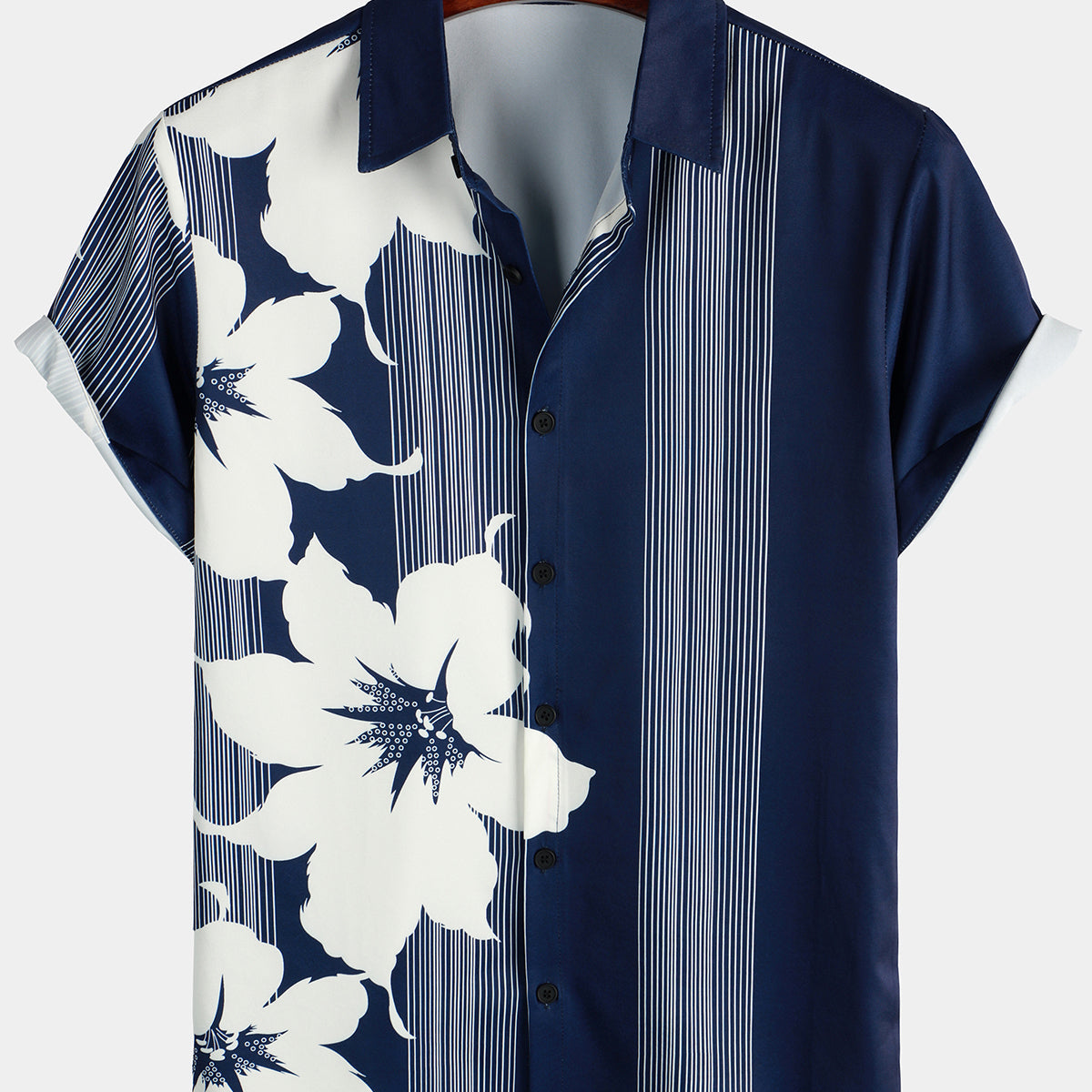 Chemise à manches courtes hawaïenne Vintage Aloha à rayures verticales pour hommes