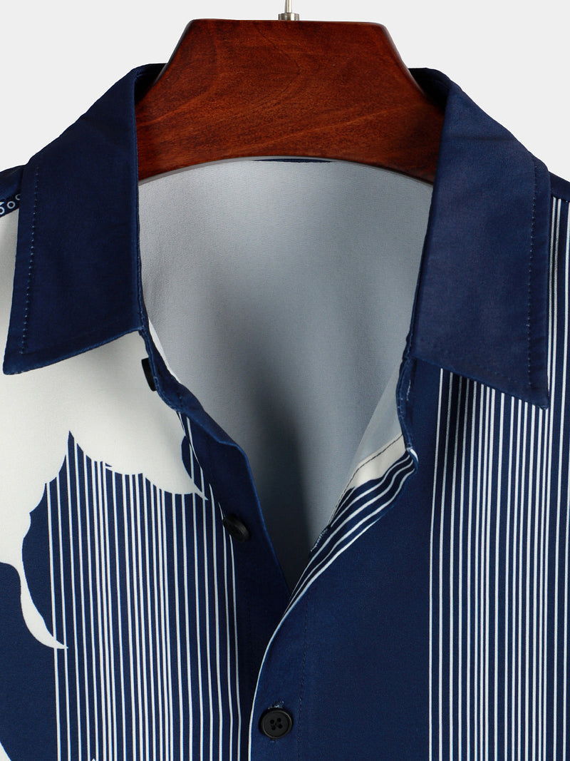 Chemise à manches courtes hawaïenne Vintage Aloha à rayures verticales pour hommes