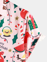 Chemise à manches courtes à imprimé de Noël pour hommes