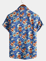 Chemise hawaïenne à manches courtes en coton Aloha à imprimé floral pour hommes