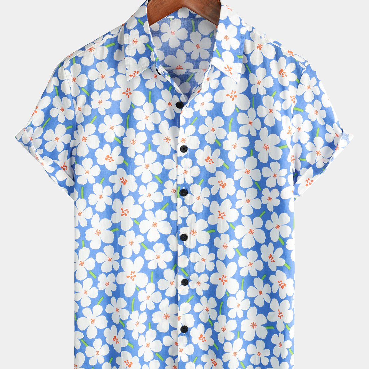 Chemise décontractée à manches courtes à imprimé floral pour hommes