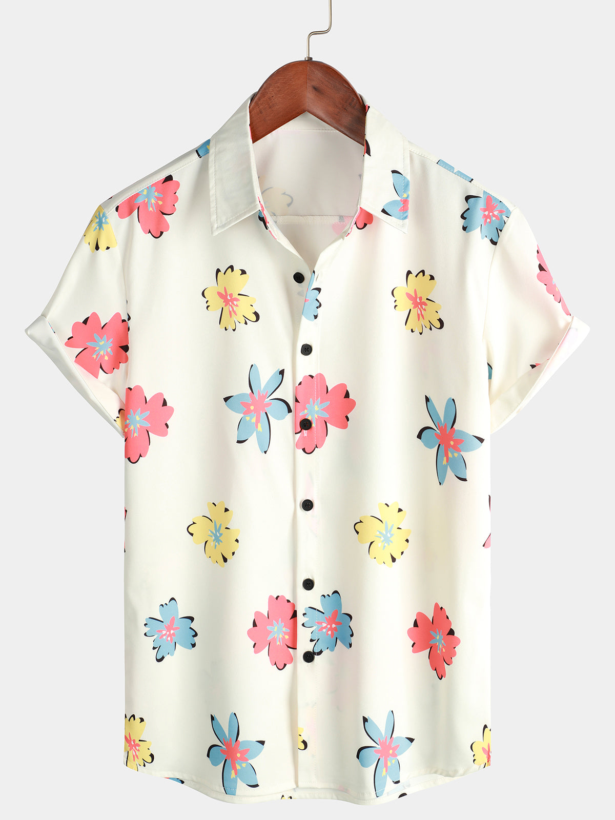 Chemise d'été à imprimé floral blanc pour hommes